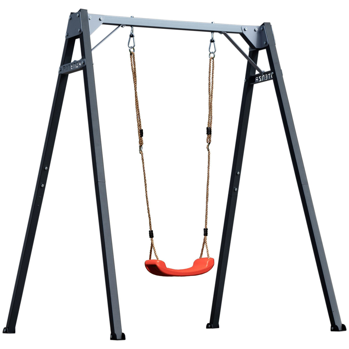 Portique balançoire simple avec balançoire rouge, ensemble complet