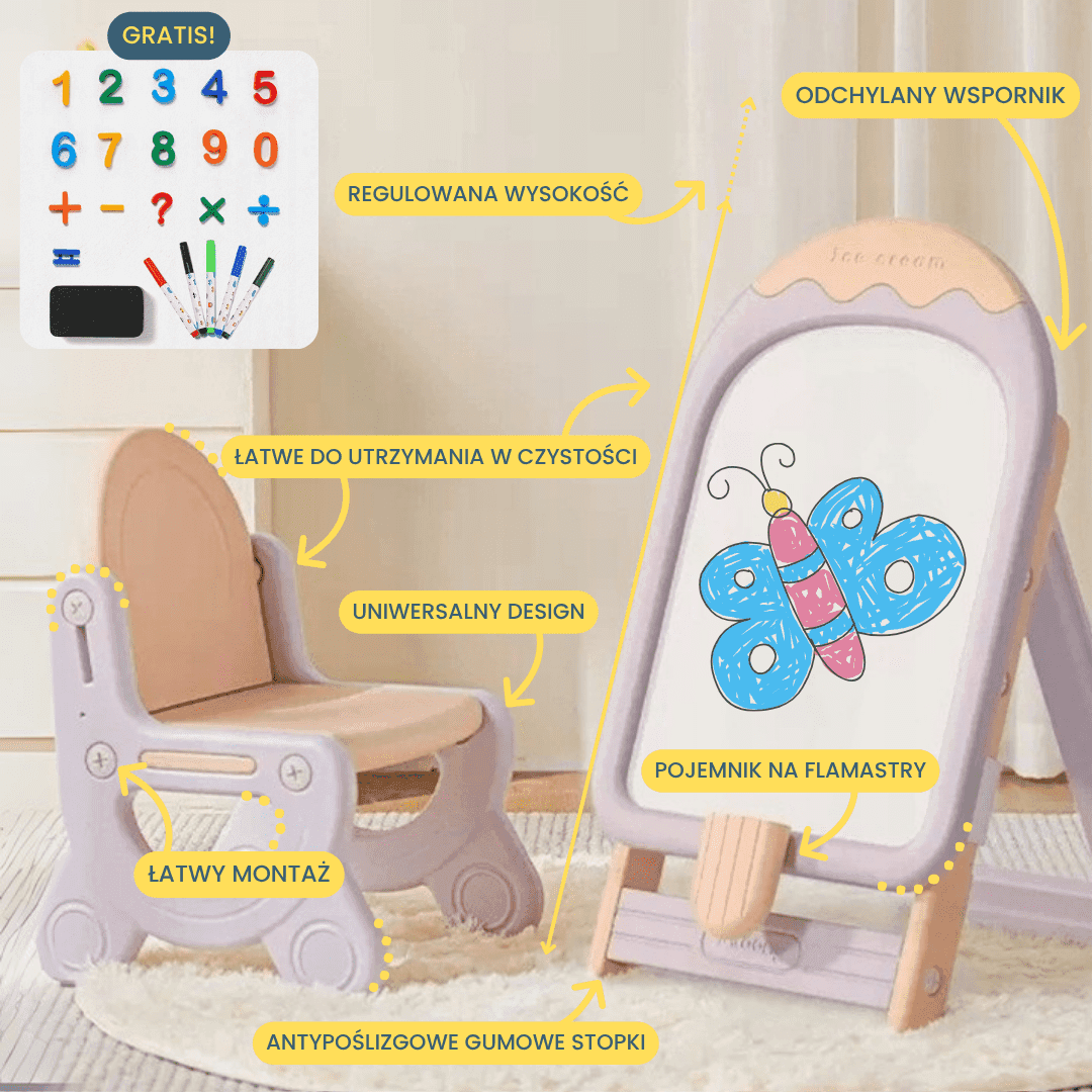 Tableau magnétique enfant MICCOO violet avec aimants