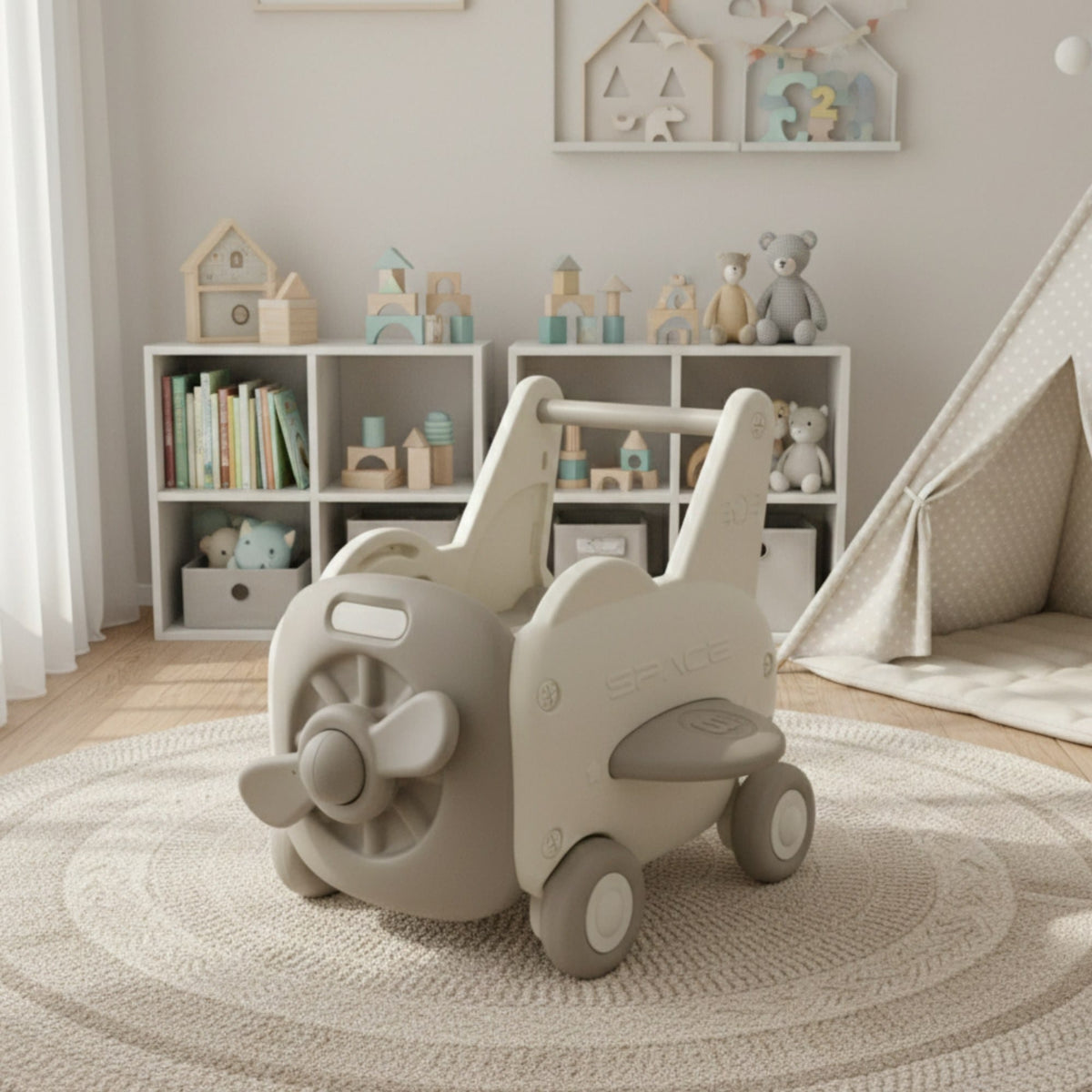 Trotteur avion MICCOO dans une chambre d'enfant